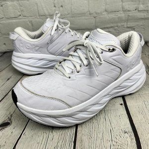 Hoka Bondi SR Nurse Medical Womens White Leather Water/Slip Resistant Shoes Sz 9